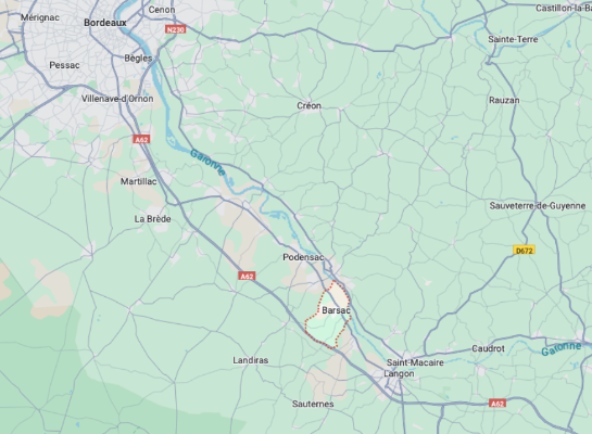 Carte de la zone d'intervention de l'artisan maçon en Sud-Gironde